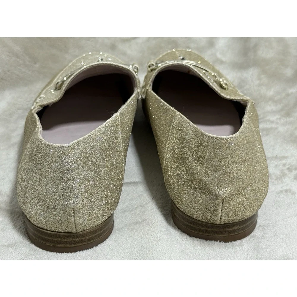 Nine West Womens Wild Girls Lightning Bolt Gold Loafer Sparkle Bling Shoe Sz 5.5